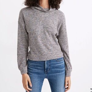 Madewell Textured Cropped Fit Turtleneck Top in Rainbow Rib